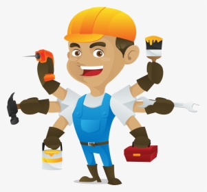 Transparent Handyman Clipart Png - Handyman Holding Multiple Tools, Png Download, Free Download