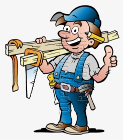 Handyman With Carpentry Tools - Carpenter Cartoons, HD Png Download, Free Download