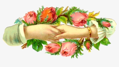 Pink Rose Clipart Vintage Hand , Png Download - Victorian Holding Hands, Transparent Png, Free Download