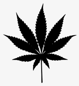 Leaf, Hemp, Cannabis, Silhouette, Black - Marijuana Leaf Clipart, HD Png Download, Free Download