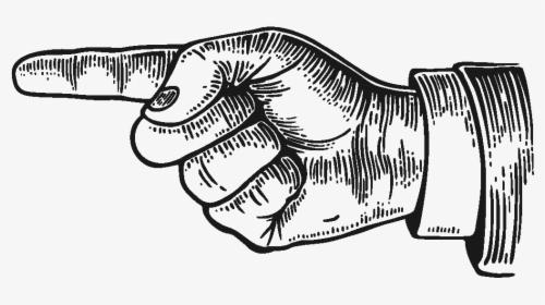 Vintage Engraved Illustration Of Finger Pointing - Pointing Finger Sign, HD Png Download, Free Download