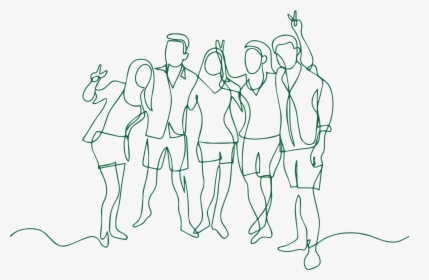 Young People - Continuous Line Drawing Friends, HD Png Download, Free Download