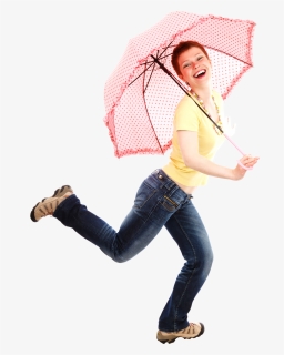 Girl With Umbrella Png, Transparent Png, Free Download