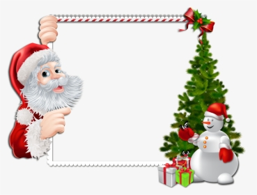 Large Christmas Png Frame With Santa And Snowman - Christmas Png Background, Transparent Png, Free Download