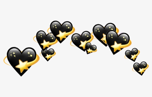 Black Hearts Heart Crown Crowns Emoji Tumblr Aest - Black Heart Emoji Crown, HD Png Download, Free Download