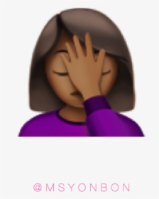 Black Girl Hand Over Face Emoji - Shoulder Shrug Emoji Brunette, HD Png Download, Free Download