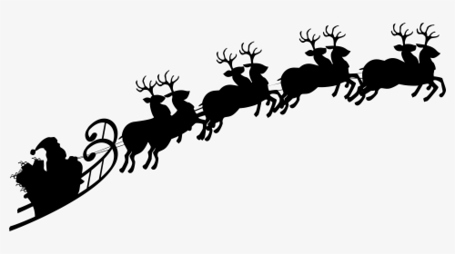 Reindeer Santa Claus Silhouette Sled Clip Art - Santa Sleigh Transparent Background, HD Png Download, Free Download