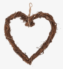 Heart Shaped Wreath - Brown Wicker Hanging Hearts, HD Png Download, Free Download