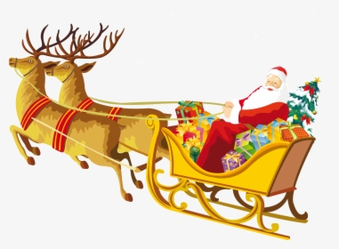Santa Sleigh Png - Merry Christmas With Santa Claus, Transparent Png, Free Download