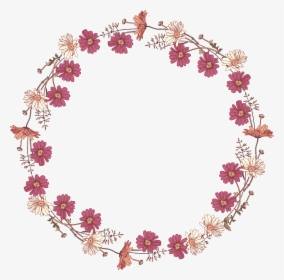 Flower Drawing Vine Red - Red Flower Circle Border, HD Png Download, Free Download