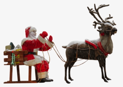 Santa Claus And Reindeer - Santa Claus Deer Png, Transparent Png, Free Download