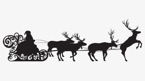 Ded Moroz Santa Claus Reindeer Silhouette - Silhouette Transparent Png Santa's Sleigh, Png Download, Free Download