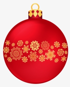 Red Christmas Ball With Snowflakes Png Clipart - Christmas Ball Clipart, Transparent Png, Free Download