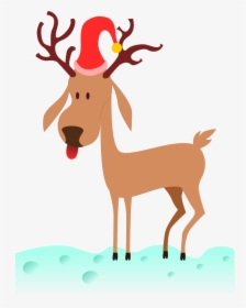 Sob Rudolph Reindeer Santa Claus Cartoon Clipart - Cartoon Reindeer Clipart, HD Png Download, Free Download