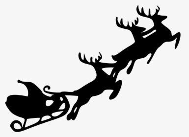 Transparent Reindeer Silhouette Png - Santa Sleigh Silhouette Png, Png Download, Free Download