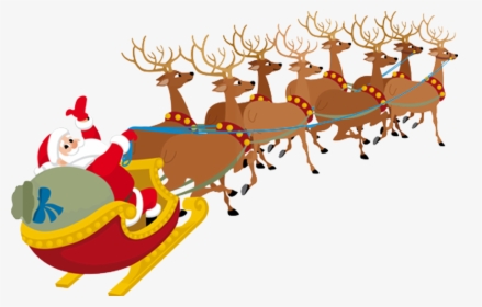 Picture Transparent Santa Claus Clauss Reindeer - Christmas Pictures Santa Sleigh, HD Png Download, Free Download