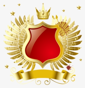 Golden Computer Crown Vector Mp3 File Badge Clipart - Golden Shield With Crown Png, Transparent Png, Free Download