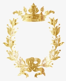 Crown, Laurel, Wreath, Gold, Shiny, Metallic, Royal - Corona De Laurel Blanco Y Negro, HD Png Download, Free Download