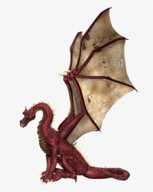 Dragon Red And Brown Wings Sitting, HD Png Download, Free Download