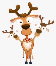 Claus Rudolph Reindeer Santa Christmas Download Hq - Stickers Rennes De Noel, HD Png Download, Free Download