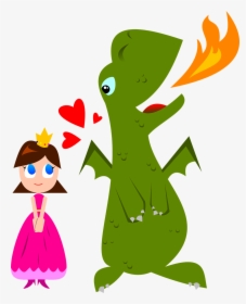 Cartoon Princess And Dragon, HD Png Download, Free Download
