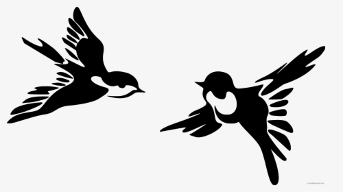Stylized, Birds, Flying, Animal, Silhouette, Flight - Two Birds Flying Silhouette, HD Png Download, Free Download