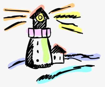 Vector Illustration Of Lighthouse Beacon Emits Light, HD Png Download, Free Download