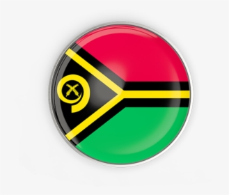 Round Button With Metal Frame - Vanuatu Flag In A Circle, HD Png Download, Free Download