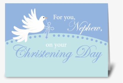 Nephew Christening Dove On Blue Greeting Card - Baptism, HD Png Download, Free Download