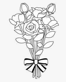 Flower Bouquet Clipart Library Black And White - Flower Bouquet Black And White, HD Png Download, Free Download