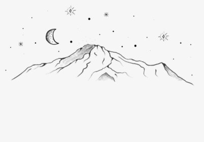 Drawing Volcano Mountains Stars Moon Aesthetic Aesthetic