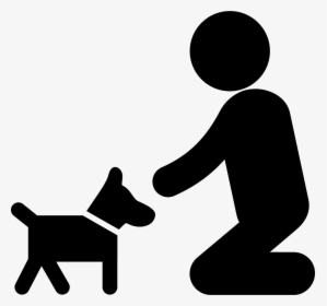 Man On His Knees To Cuddle His Dog - Dog And Man Icon, HD Png Download, Free Download