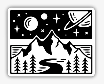 Mountain Space Scene Sticker, HD Png Download, Free Download