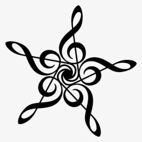 Music Notes Flower Tattoo Clip Arts - Treble Clef Star, HD Png Download, Free Download