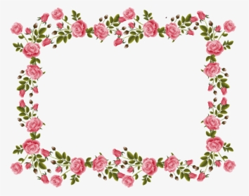 Floral Border Frames Png Clipart - Pink Flower Clip Art Border, Transparent Png, Free Download