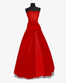 Shoulder,gown,formal Wear - Red Long Dress Cartoon, HD Png Download, Free Download
