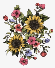 Tattoo Good Sunflower Trees Tumblr Vibes Design Clipart - Sunflower And Other Flowers, HD Png Download, Free Download