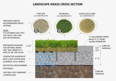 Landscape Grass Cross Section The Art Of Synthetic - Cross Section Of Artificial Turf, HD Png Download, Free Download