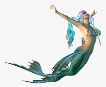 Sirena, Fondo Transparente, Fantasía, Azul, Mito, Nadar - Mermaid Transparent Background, HD Png Download, Free Download