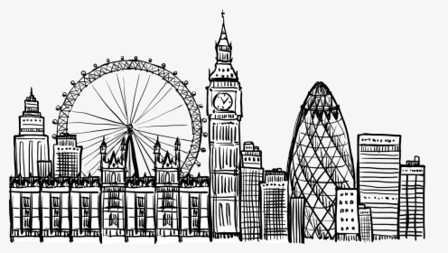 London Skyline Hand Drawn - London Taxi Mumbai Restaurant, HD Png Download, Free Download