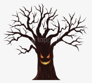 Tree,branch,woody Art,plant Stem,art - Spooky Tree Clipart, HD Png Download, Free Download
