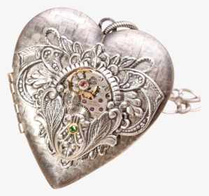 Steampunk Heart Necklace Steampunk Heart Locket Necklace - Locket, HD Png Download, Free Download