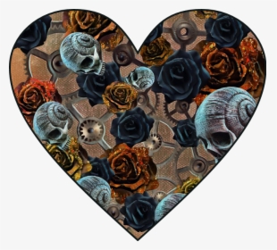 #heart #love #steampunk #gears #gear #hearts #rose - Skull Roses Heart, HD Png Download, Free Download