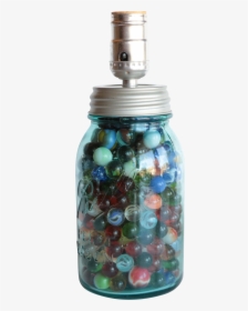 Ball Mason Jar Table Lamp With Marbles - Bead, HD Png Download, Free Download