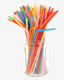 Coloured Straws In A Jar - Plastic Straws Transparent Background, HD Png Download, Free Download