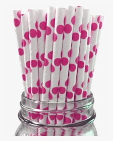 Raspberry Polka Dot 25pc Paper Straws - Drinking Straw, HD Png Download, Free Download