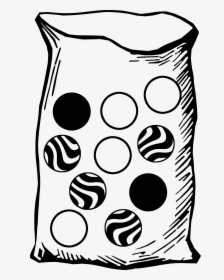 Marbles Clipart Black And White - Bag Of Marbles Black And White, HD Png Download, Free Download