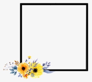 #frame #flowers #border #yellow #black #plants #artsy - Vector Yellow Watercolour Flowers, HD Png Download, Free Download