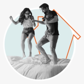 Couple With Dog, Bouncing On Bed - Fun, HD Png Download, Free Download