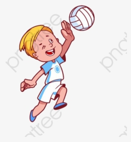 Cartoon Kids Playing Volleyball - Cartoon Kid Playing Volleyball Png, Transparent Png, Free Download